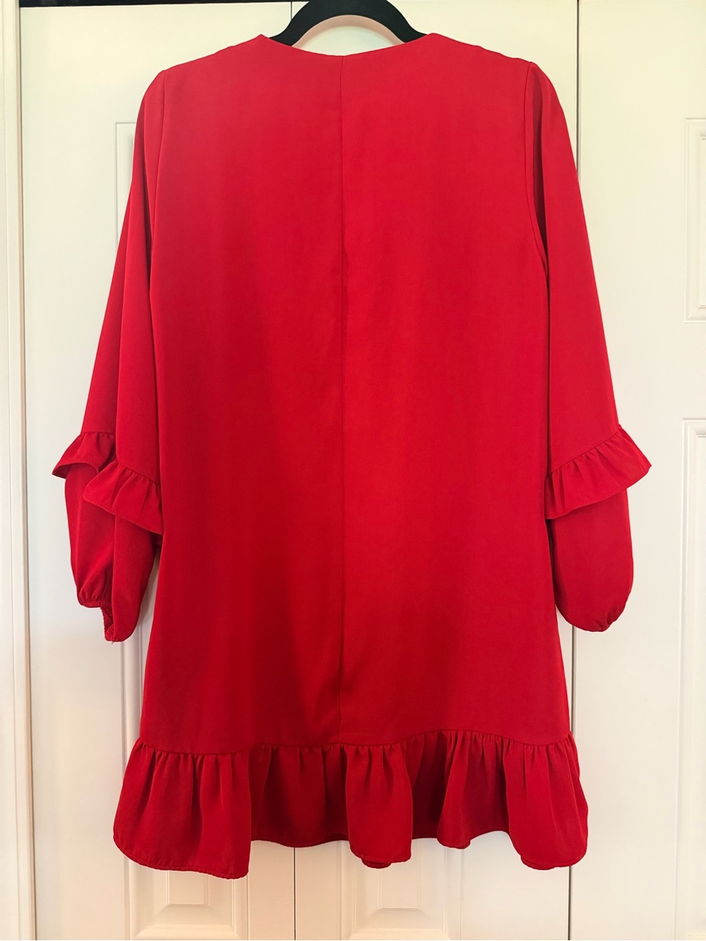 Zara Red V-Neck Ruffle Mini Dress - Picture 5 of 9